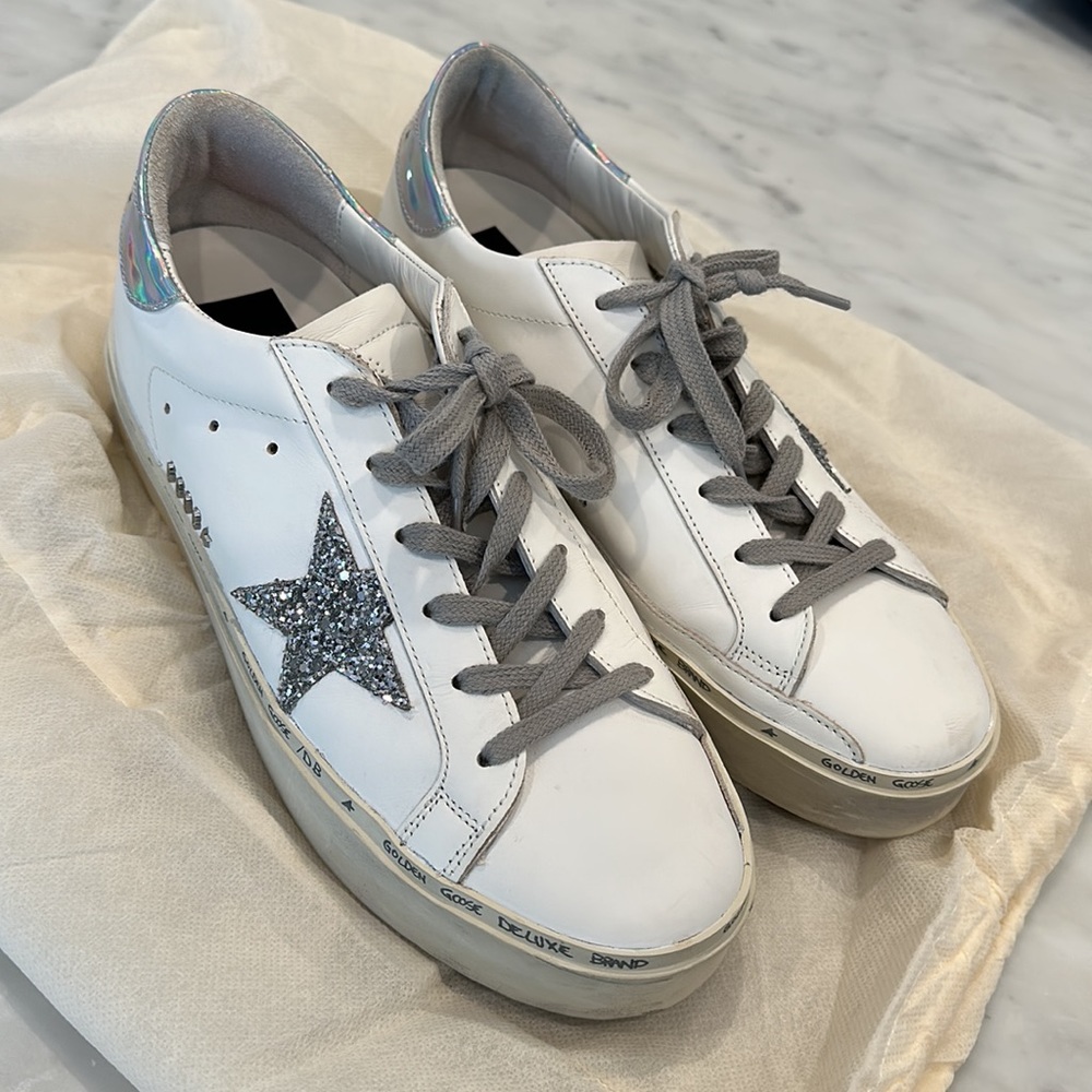 Golden Goose superstar sneakers Silver Glitter Hi Star